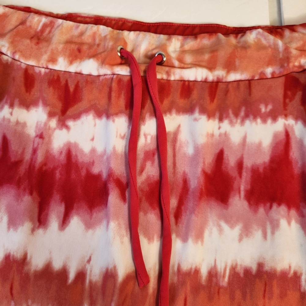 Chico's 3 Weekends Womens Knit Skort Sz XL Tie Dye Red Orange Pink Stretch Skirt - Picture 5 of 16
